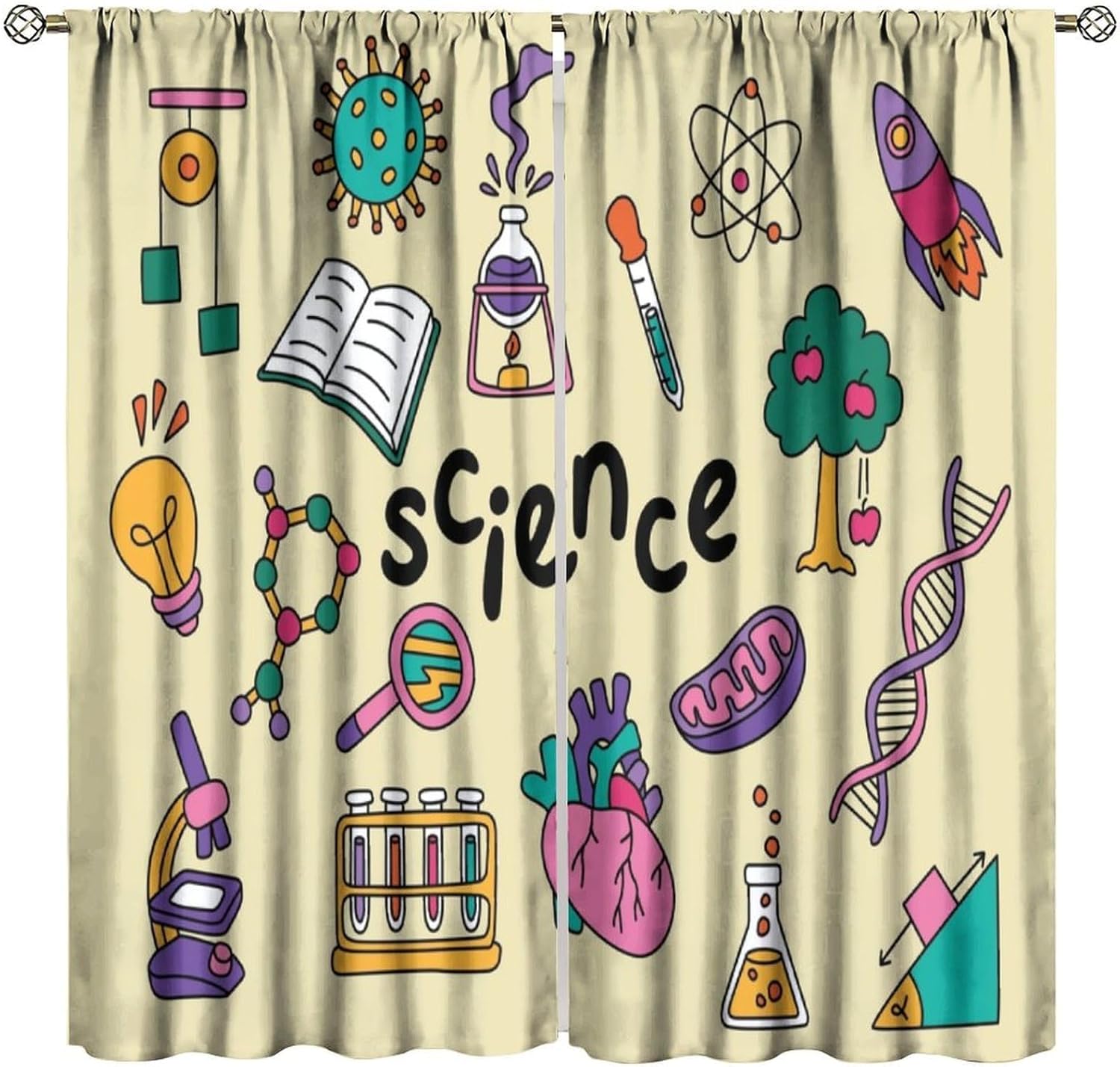 Science Nursery - Cortinas con temática de ciencia, 2