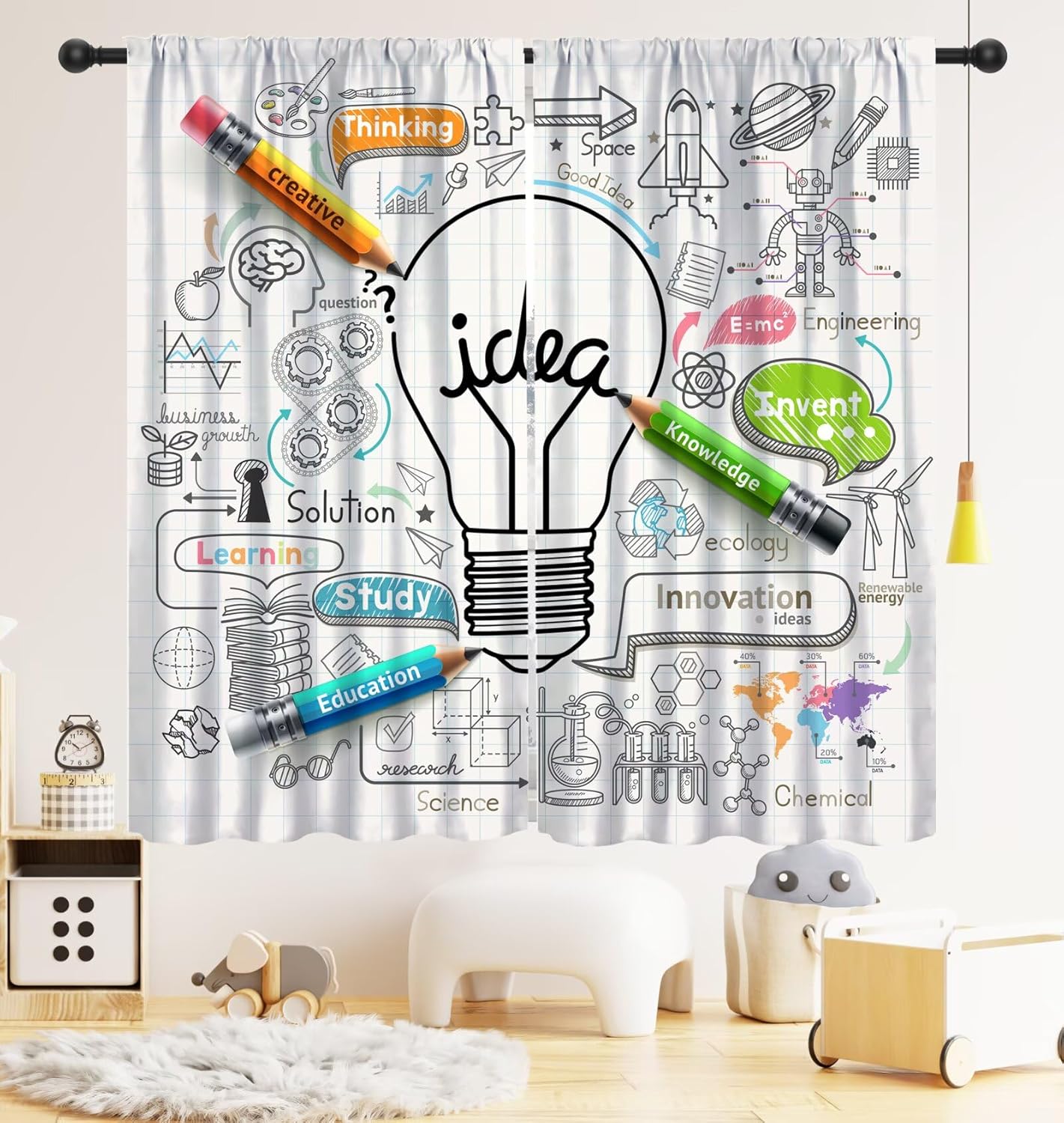 Science Nursery - Cortinas Opacas Educativas con Dibujos Animados