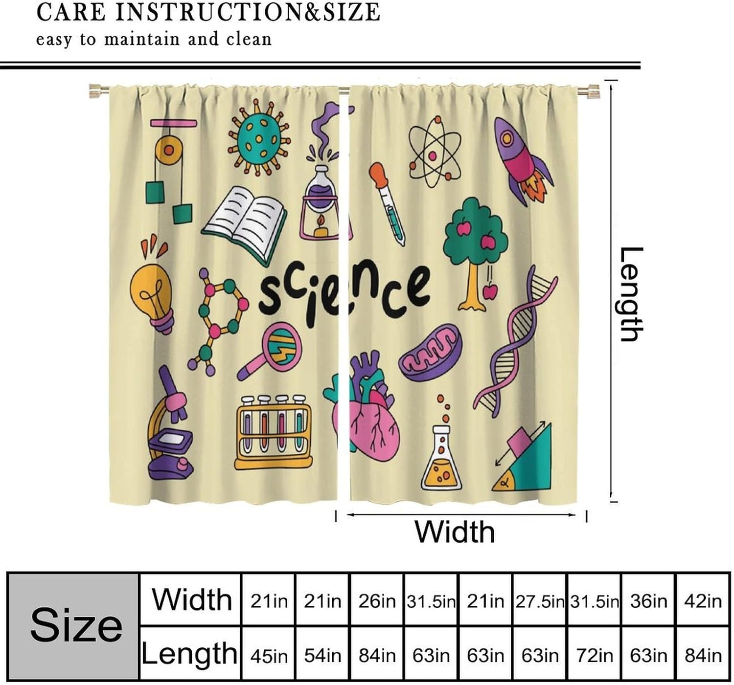 Cortinas con temática de cienc - Science Nursery reseña y precio