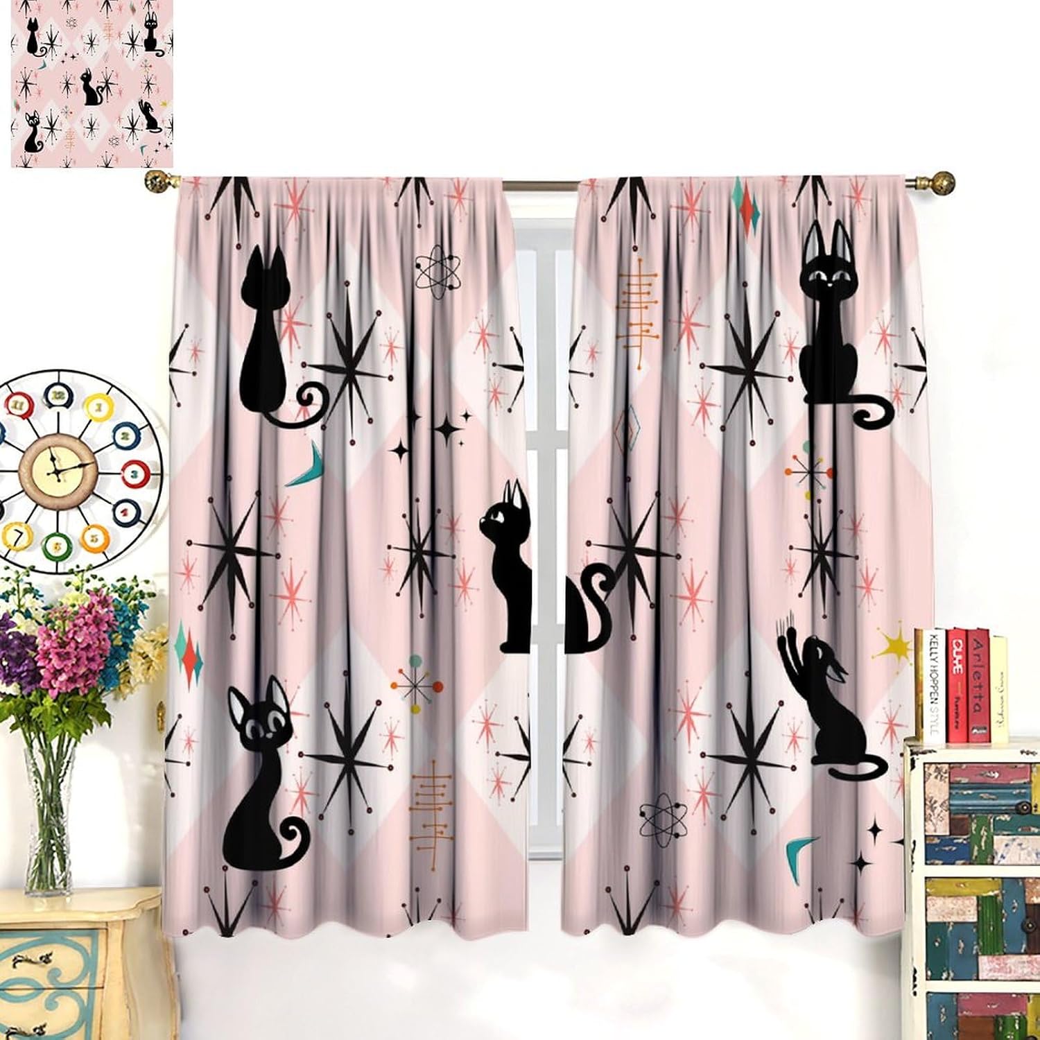 Cortinas con un diseño geométr - Science Nursery reseña y precio